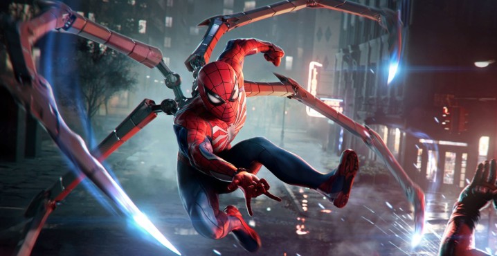 Spider-Man ataca a los enemigos en Marvel's Spider-Man 2.