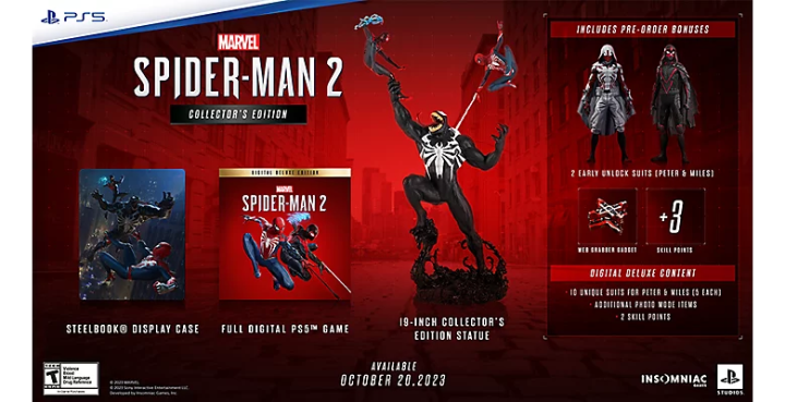 Una promoción de la Edición Coleccionista de Spider-Man 2 con una estatua.